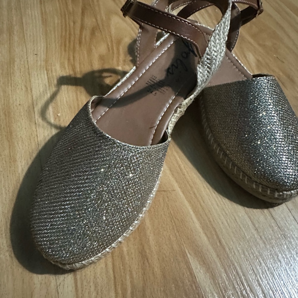 Gold Glitter Espadrille Flats